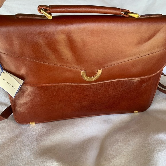 Vtg Ted Lapidus Leather File Attaché Bag Computer Laptop Briefcase Red NWT - Picture 13 of 16